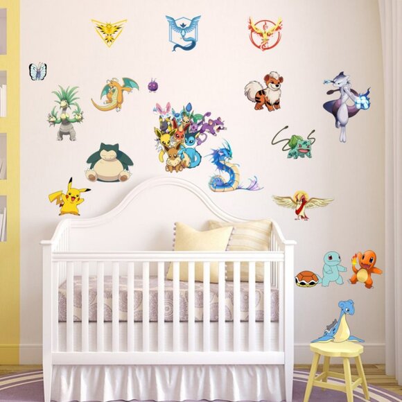 New 19 Piece Pokemon Wall Stickers Reusable - Picture 2 of 3